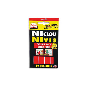 Ni clou Nis vis 10 pastilles transparentes double face ultra puissantes Pattex