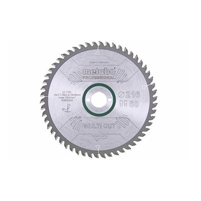 Lame de scie Multi cut - Professionnal 216x30, Z60 FZ/TZ, 5° nég Metabo