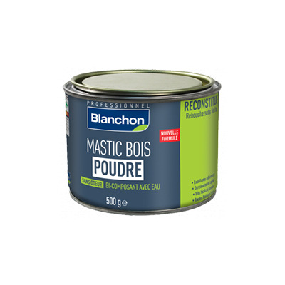Mastic bois poudre bi-composant avec eau bois blanc 200g Blanchon