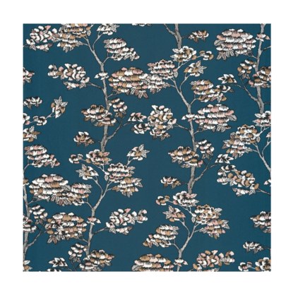 Jardin de Kyoto bleu nuit Papier peint Caselio