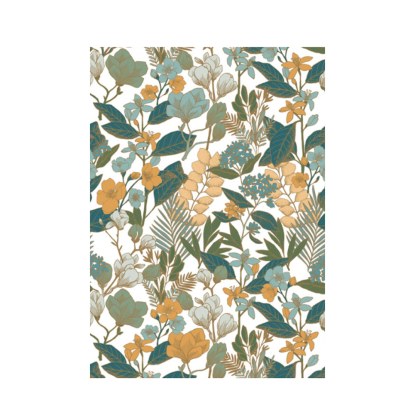 Valentine vert jaune fond blanc Papier peint panoramique Caselio