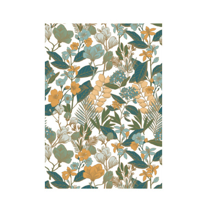 Valentine vert jaune fond blanc Papier peint panoramique Caselio