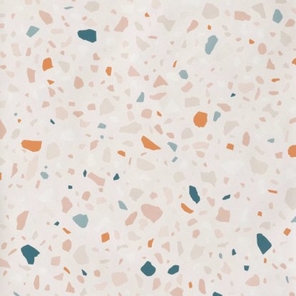 Terrazo XXL Brique et bleu pétrole fond beige rosé Papier peint Lutèce Collection Reality