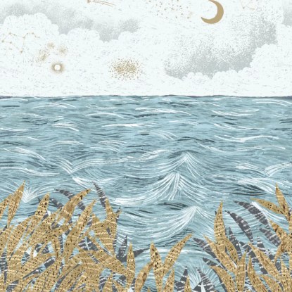 Callisto bleu ciel/doré Collection Nuit d'Orient Papier peint panoramique Casamance