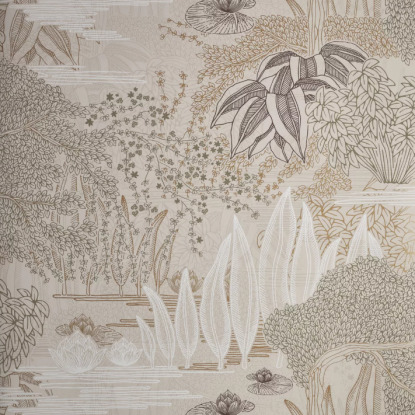 Jasmin grège/vert argile Collection Square Jasmin Papier peint Casamance