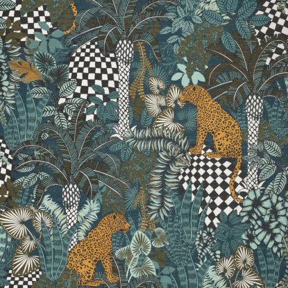 Belize vert pétrole céladon Collection Aventura Papier peint Casamance