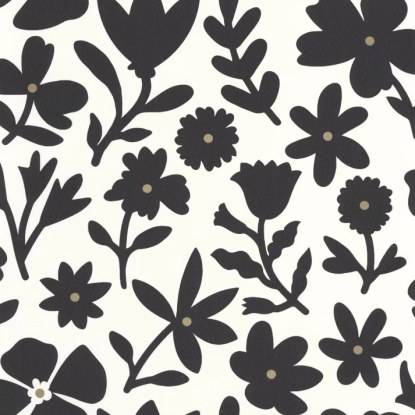 Floralie blanc noir Collection Moonlight 2 Papier peint Caselio