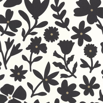 Floralie blanc noir Collection Moonlight 2 Papier peint Caselio