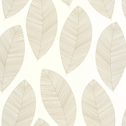 Graphic Leaves blanc or Collection Moonlight 2 Papier peint Caselio