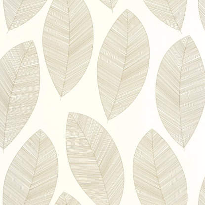 Graphic Leaves blanc or Collection Moonlight 2 Papier peint Caselio