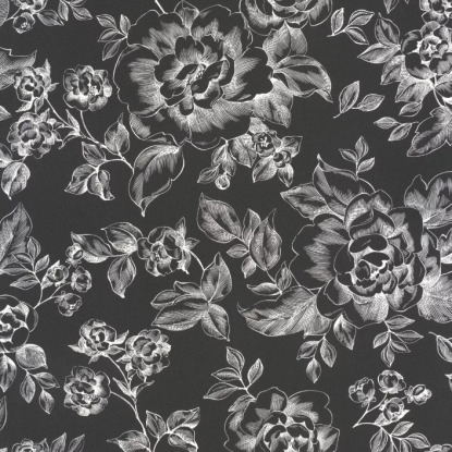 Smile à fleur de peau noir blanc Collection Moonlight 2 Papier peint Caselio