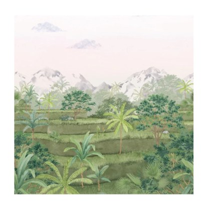 Rizière vert canopée Collection Bali Papier peint panoramique Casadeco