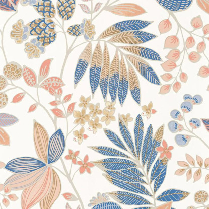 Palm Springs indigo / pêche Collection California Papier peint Casadeco