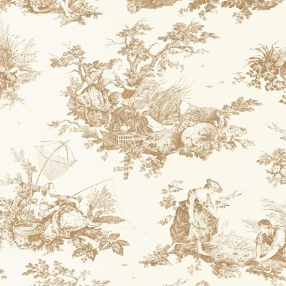 Scène d'été camel Collection Les Belles Toiles de Jouy Papier peint Casadeco