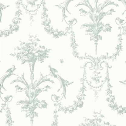 Corne d'abondance vert sauge Collection Les Belles Toiles de Jouy Papier peint Casadeco