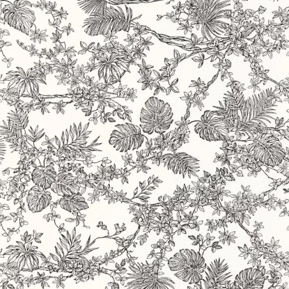 Jardin des plantes noir fusain Collection Les Belles Toiles de Jouy Papier peint Casadeco