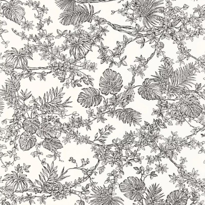 Jardin des plantes noir fusain Collection Les Belles Toiles de Jouy Papier peint Casadeco