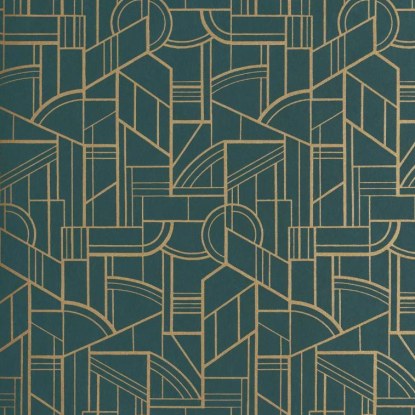 Cinétique vert canard/doré Faubourg des Lumières Papier peint Casamance