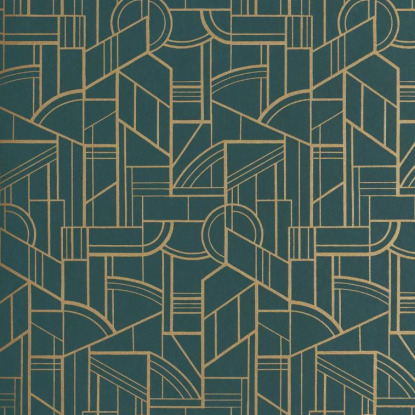 Cinétique vert canard/doré Faubourg des Lumières Papier peint Casamance