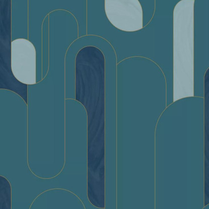 Up and Around bleu canard doré Collection Around Papier peint Caselio