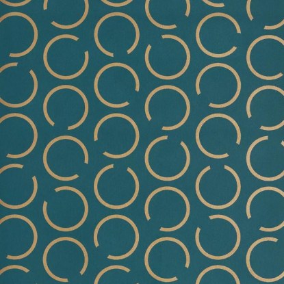 Around the clock bleu canard doré Collection Around Papier peint Caselio