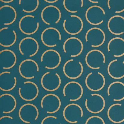 Around the clock bleu canard doré Collection Around Papier peint Caselio