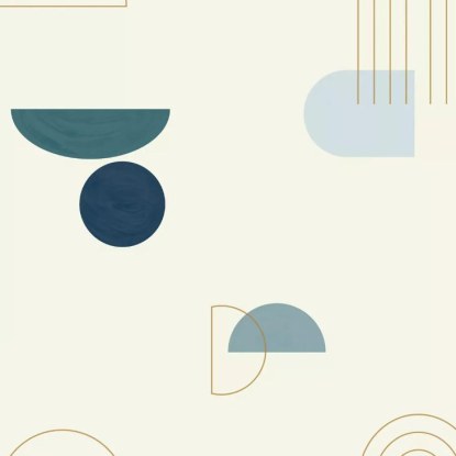 Turn Around bleu canard doré Collection Around Papier peint Caselio