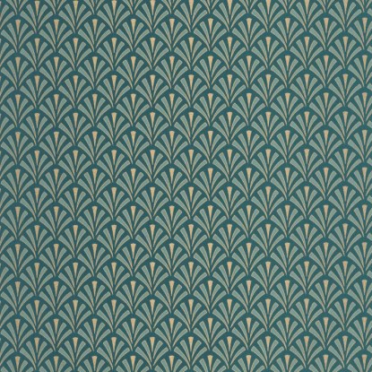 Abundance bleu canard doré Collection Elégance Papier peint Caselio