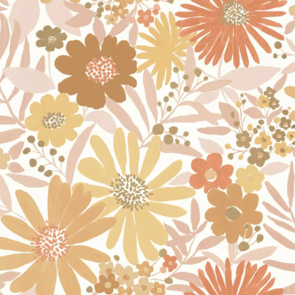 Marguerite blanc rose Collection Let's go girls Papier peint Caselio