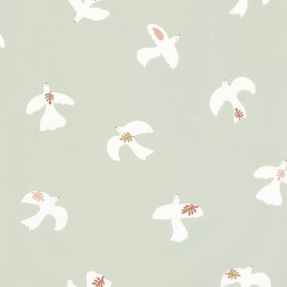 Colombe vert d'eau blanc Collection Let's go girls Papier peint Caselio