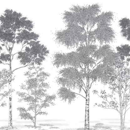 Poésie printanière noir Collection Balade Papier peint panoramique Caselio