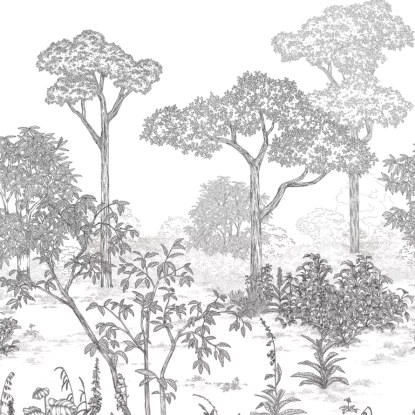 Arboretum noir blanc Collection Art of botany Papier peint panoramique Caselio