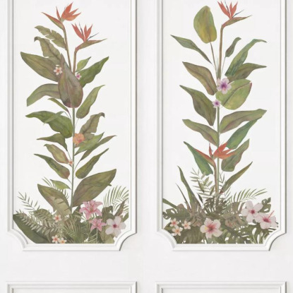 Eclat tropical vert feuille Collection Moulures & Co Papier peint panoramique Casadeco