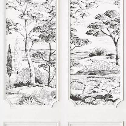 Cadre estival noir fusain Collection Moulures & Co Papier peint panoramique Casadeco