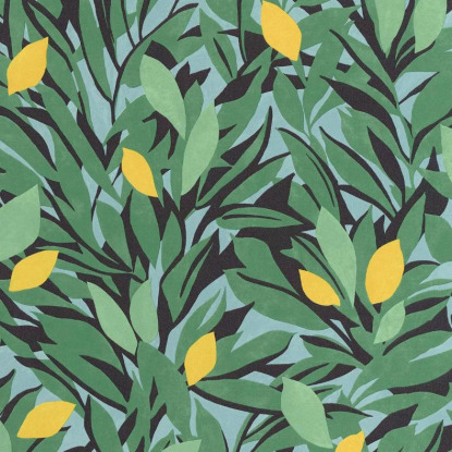 Cassis vert feuille jaune Collection Azur Papier peint Caselio