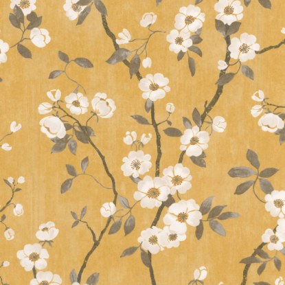 Spring flower jaune/noir Collection Delicacy Papier peint Casadeco