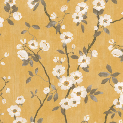 Spring flower jaune/noir Collection Delicacy Papier peint Casadeco