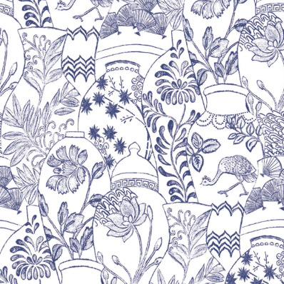 Pottery bleu/blanc Collection Delicacy Papier peint panoramique Casadeco