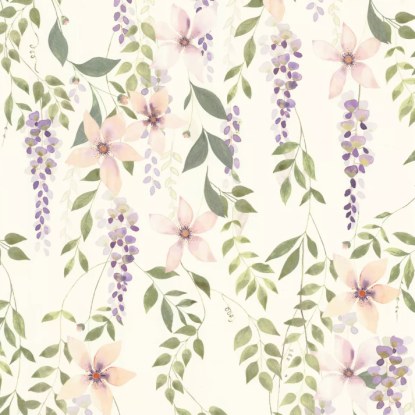 Wisteria violet / vert gazon Collection Soliflore Casadeco